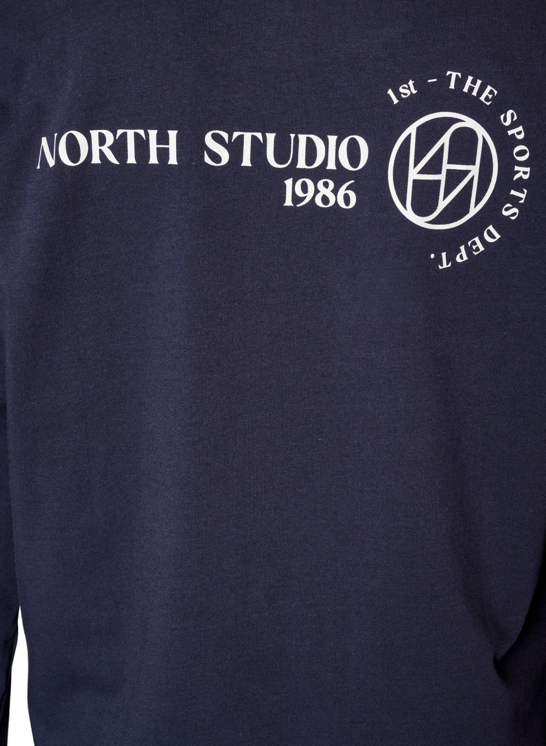 ZizziBlouse en jersey &agrave; manches longues avec inscription, Bleu, Packshot image number 4