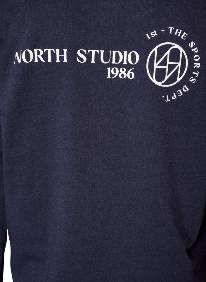 Blouse en jersey &agrave; manches longues avec inscription, Bleu, Packshot image number 4