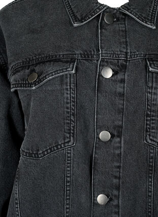 Veste en jean ample avec détails de fente, Dark Grey Denim, Packshot image number 2