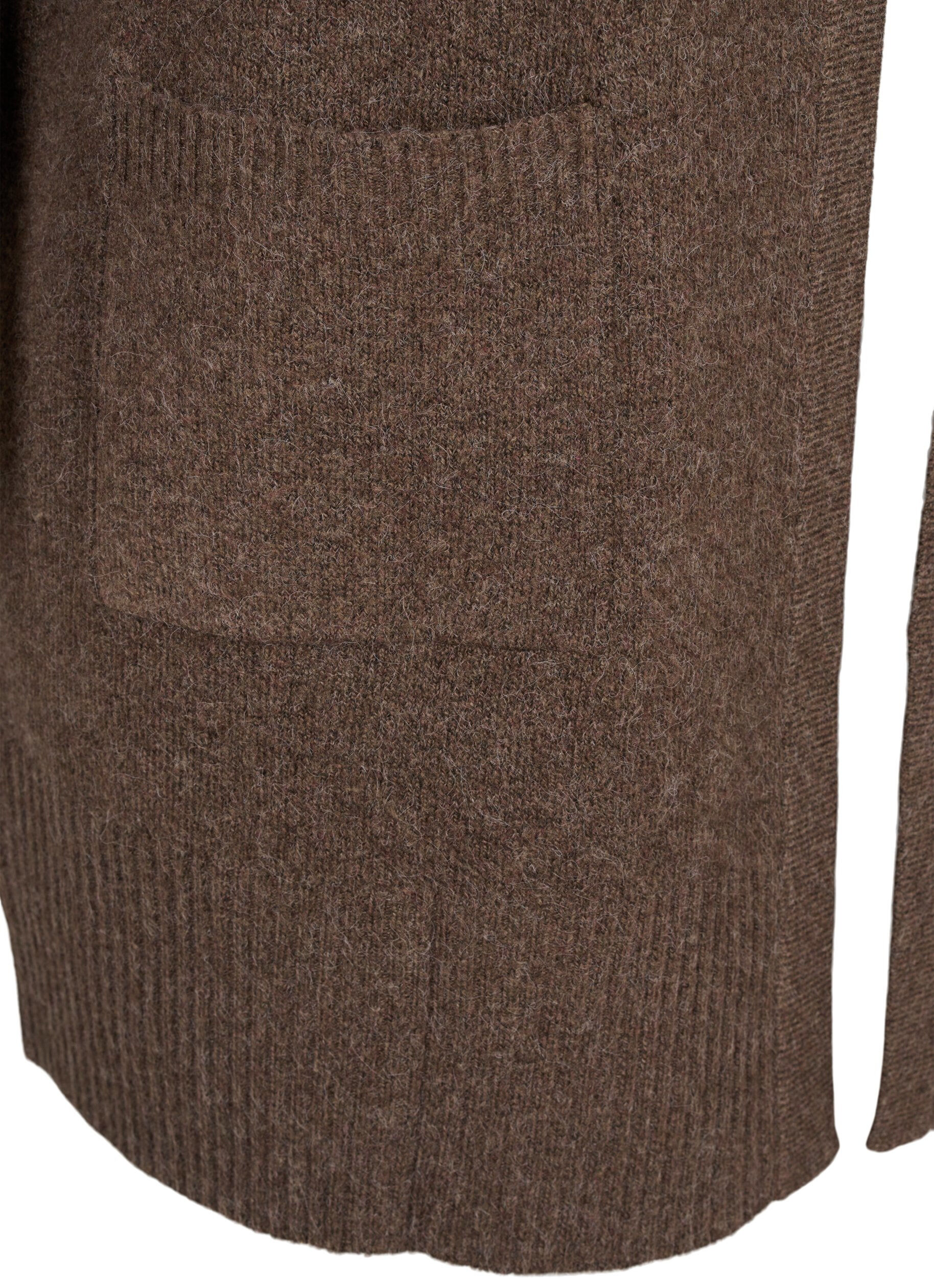 Zizzi Cardigan en tricot c&ocirc;tel&eacute; avec poches, Marron, Packshot image number 3