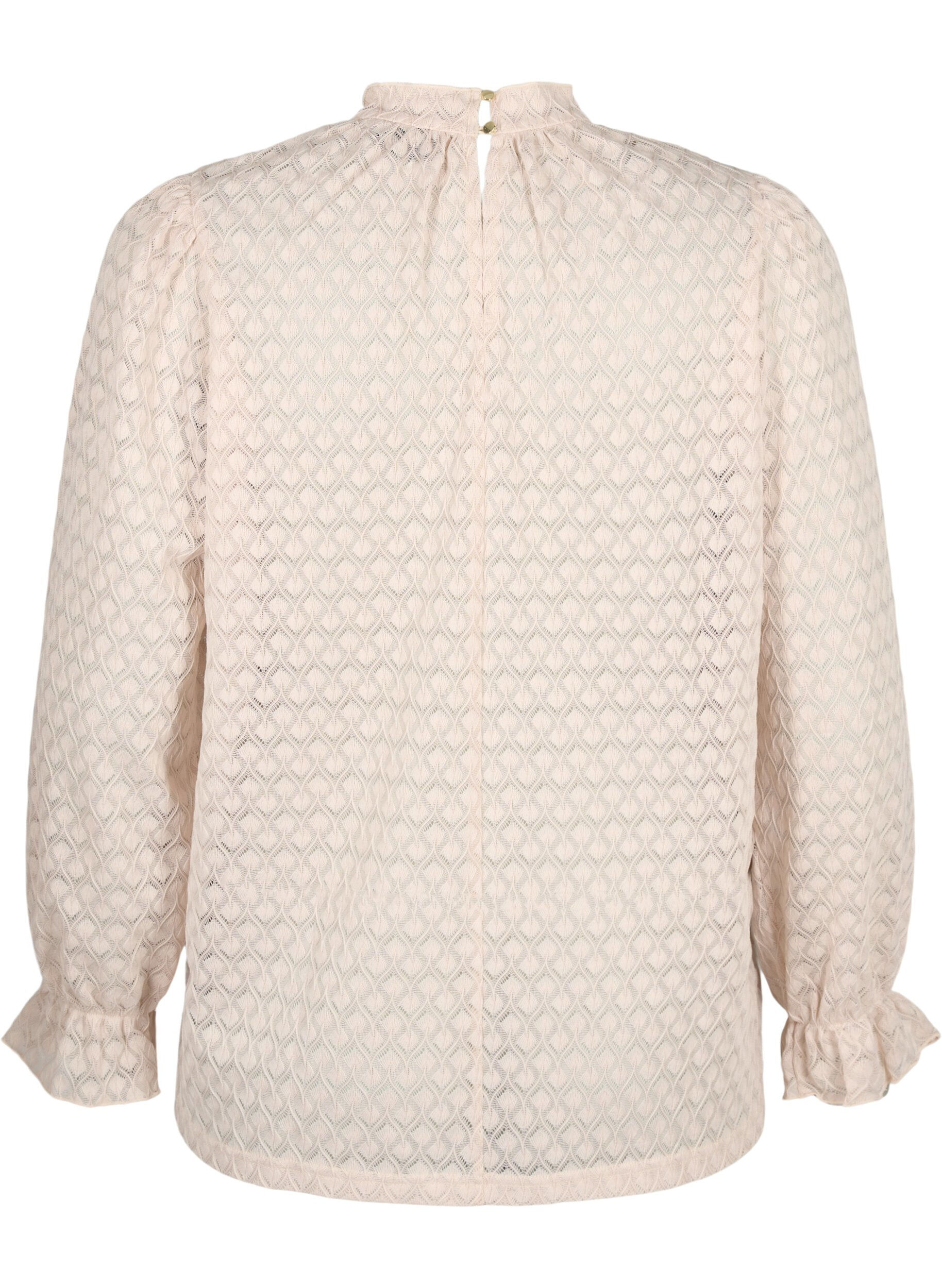 Zizzi  Blouse &agrave; manches longues avec texture &agrave; motifs, Whisper Pink, Packshot image number 1