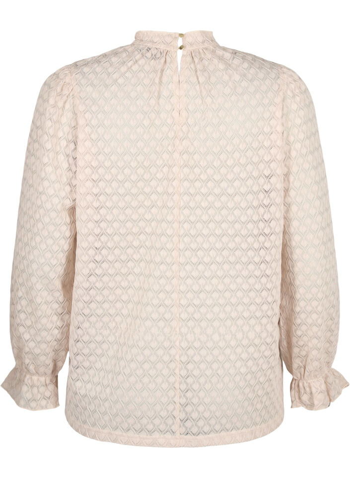  Blouse à manches longues avec texture à motifs, Whisper Pink, Packshot image number 1