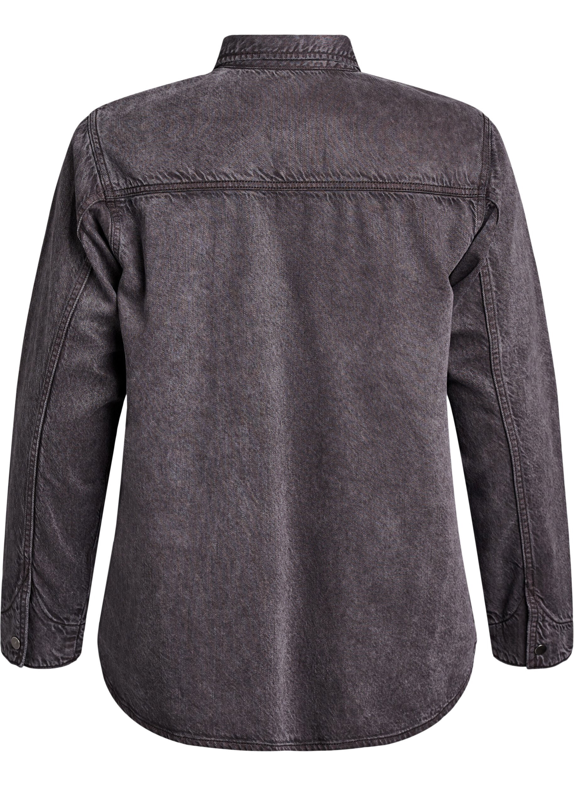 Zizzi Chemise en jean avec poches poitrine, Gris, Packshot image number 1