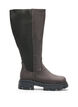 Botte haute avec tige c&ocirc;tel&eacute;e et &eacute;lastiqu&eacute;e et semelle &eacute;paisse, Marron, Packshot image number 0