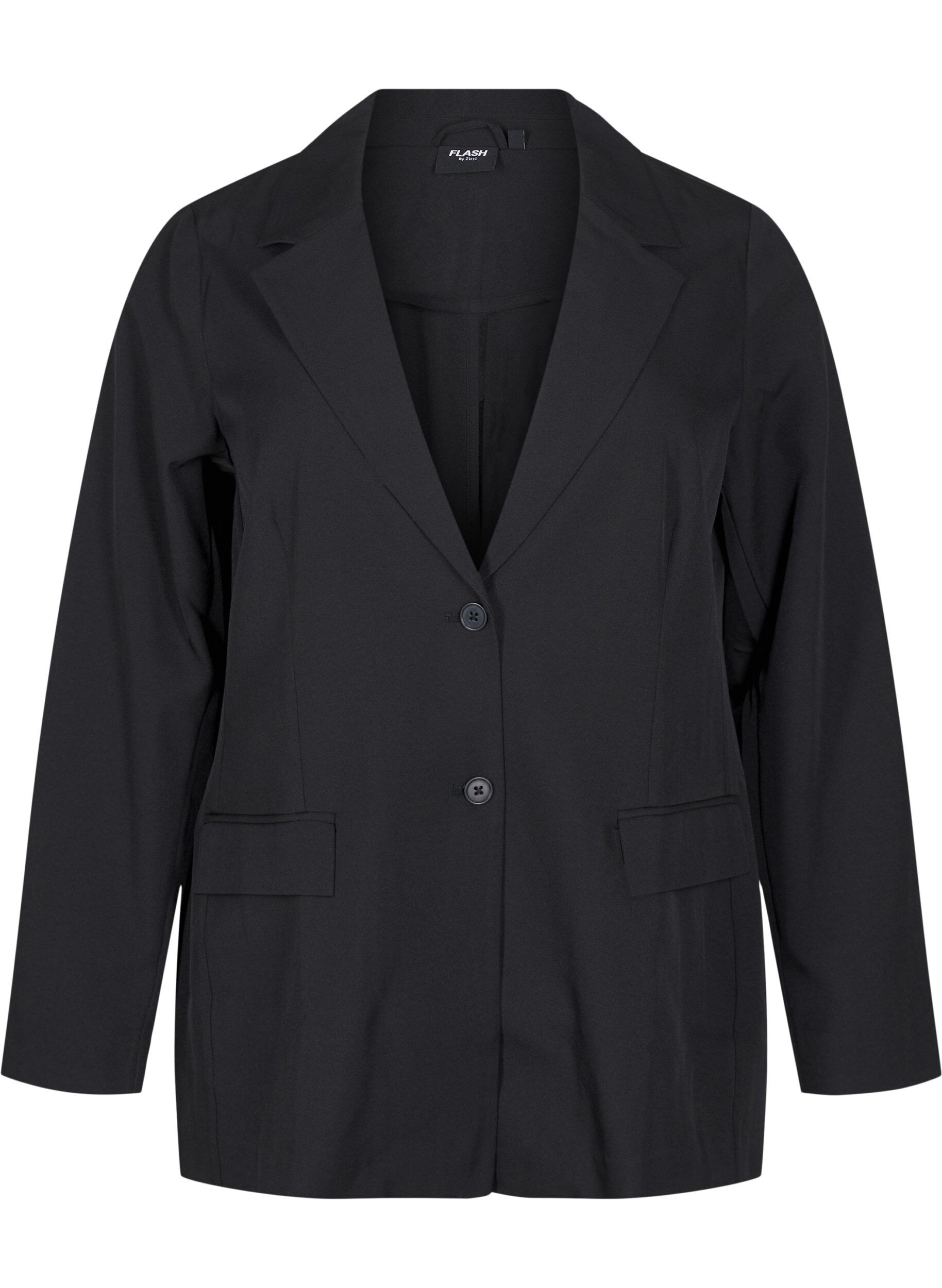 Zizzi FLASH - Blazer avec des poches et une fente, Noir, Packshot image number 0
