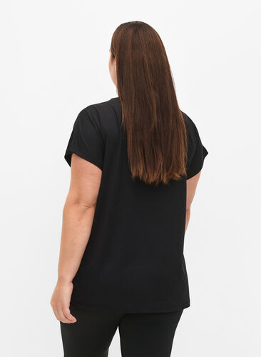 T-shirt d'entraînement à manches courtes avec impression, Black/Sugar Plum, Model image number 1