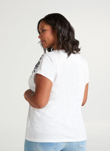 T-Shirt avec imprimé, Bright White W. mood indigo, Model image number 1
