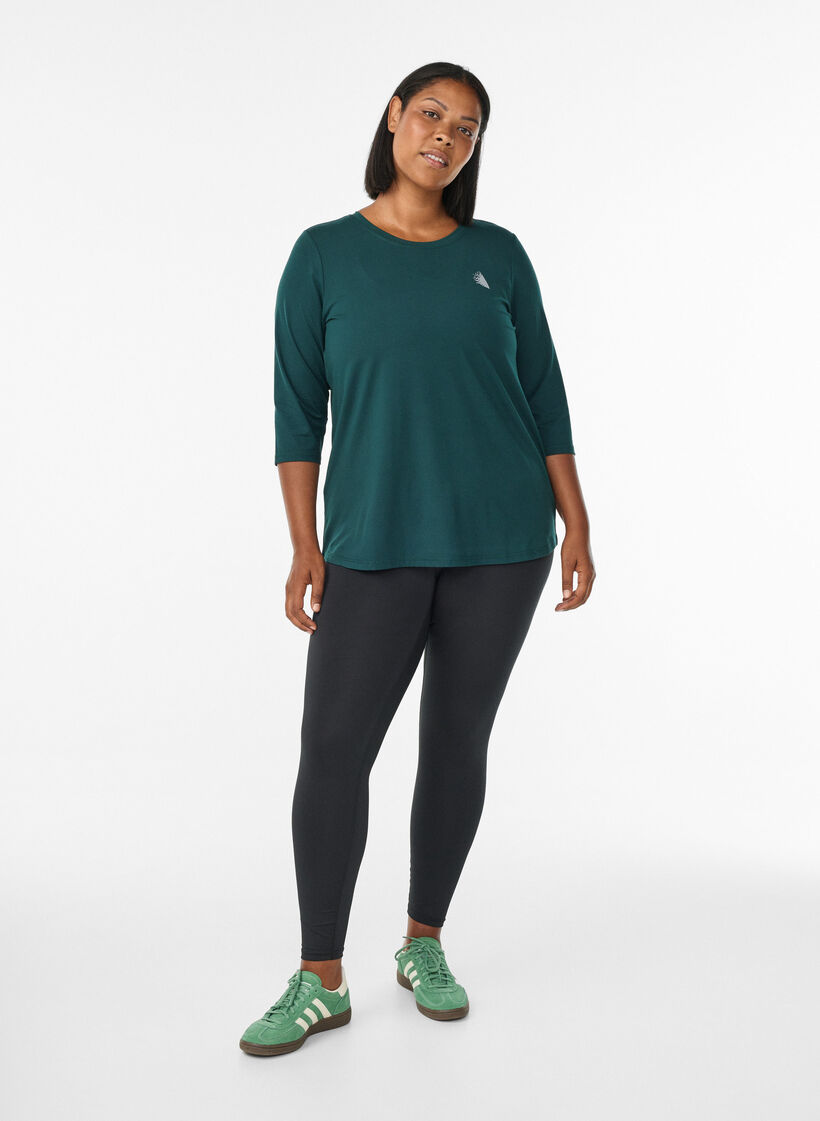 Haut de sport &agrave; manches 3/4, Vert fonc&eacute;, Model image number 1