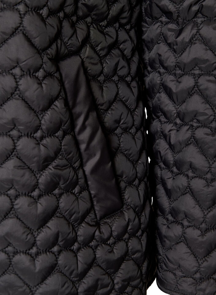 Veste l&eacute;g&egrave;rement matelass&eacute;e &agrave; surpiq&ucirc;res d&eacute;coratives, Noir, Packshot image number 3