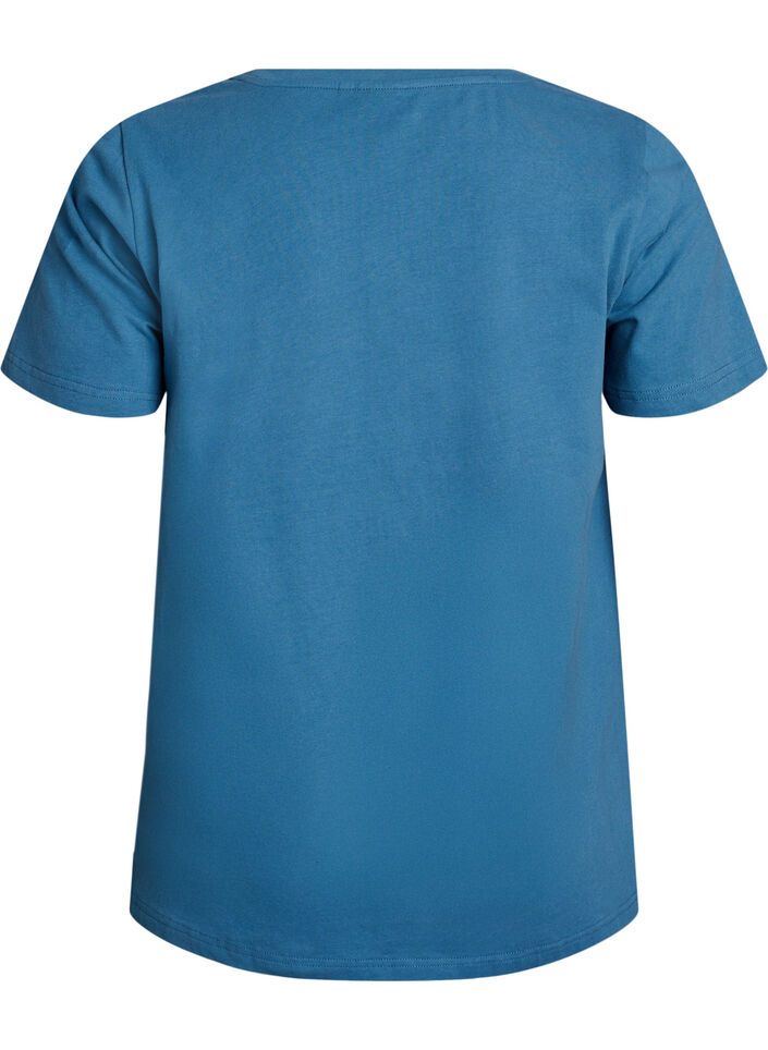 T-shirt Basic uni en coton, Gris bleut&eacute;, Packshot image number 1