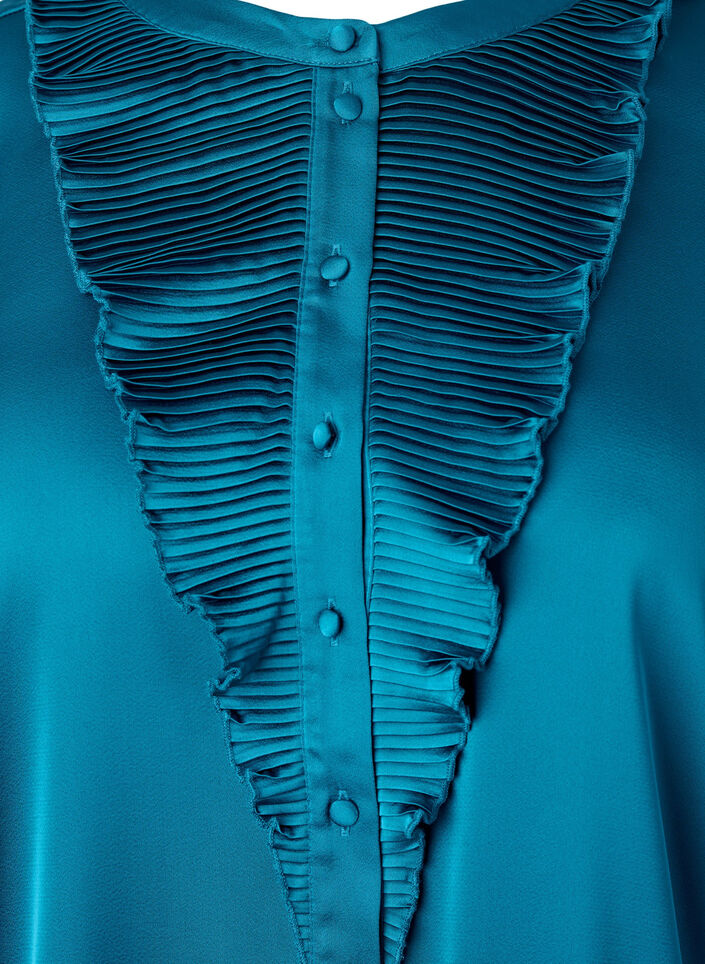 Chemisier en satin avec volants, Shaded Spruce, Packshot image number 2