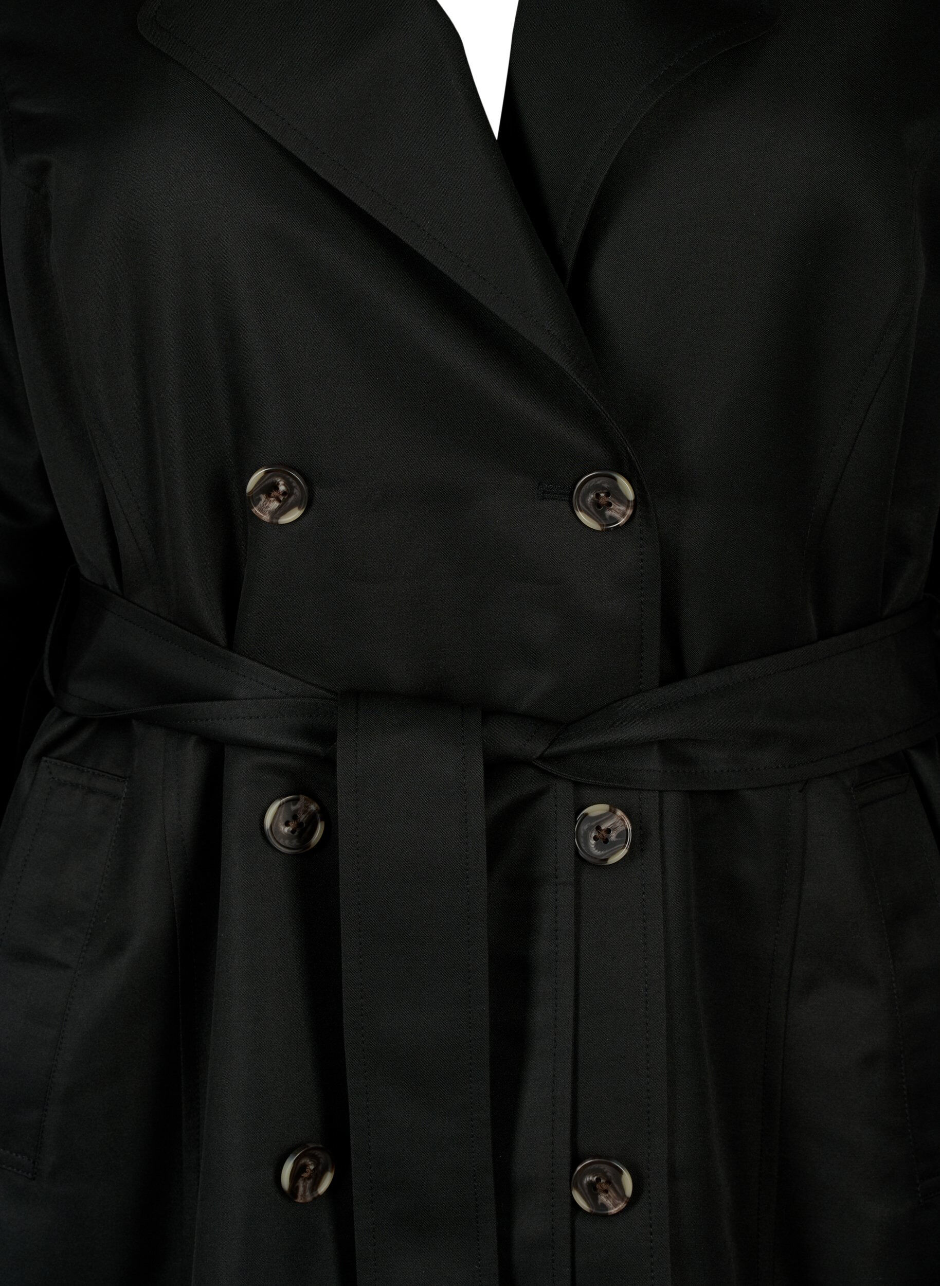 Zizzi Trench court avec ceinture, Noir, Packshot image number 2
