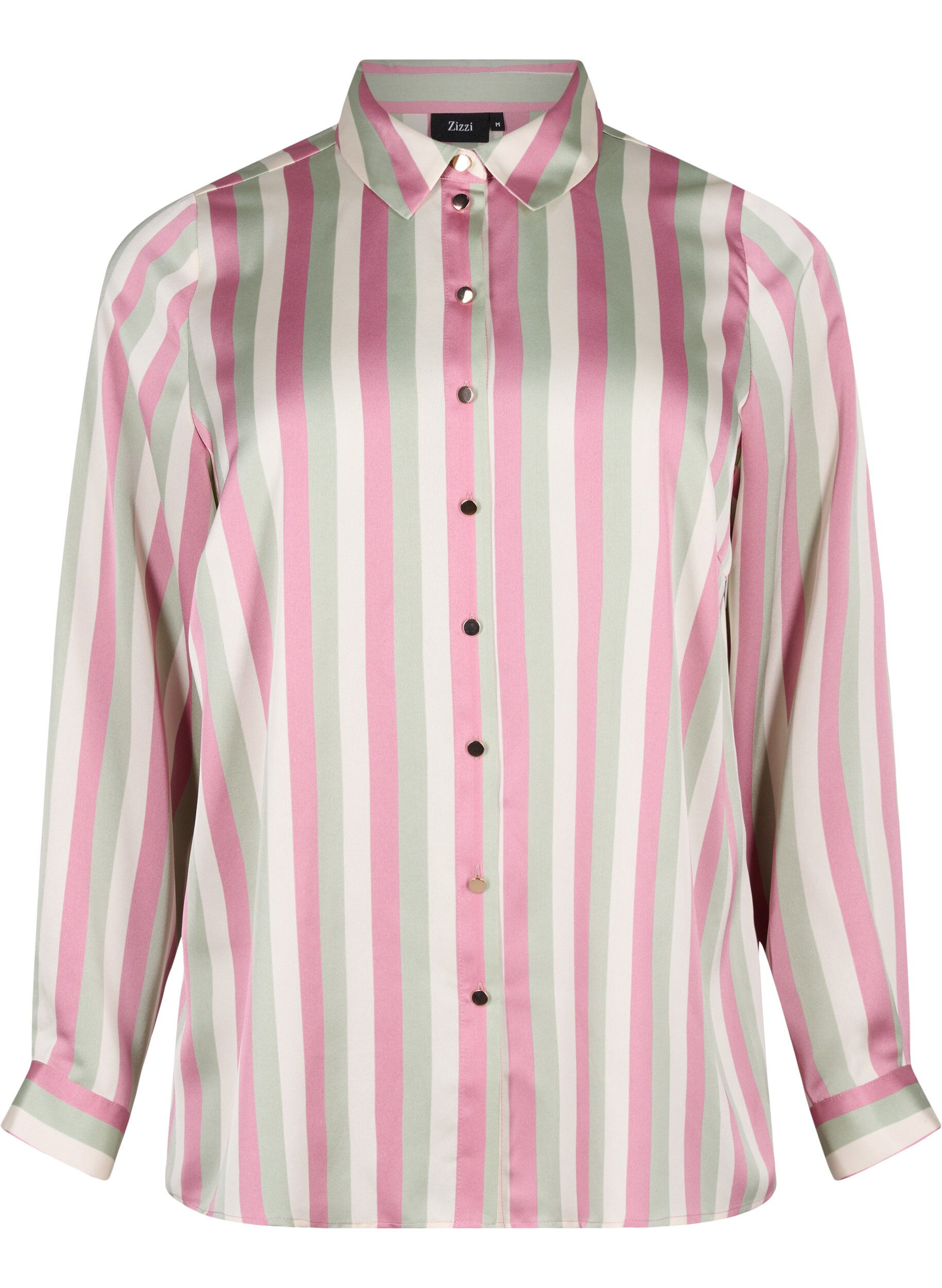 Zizzi Chemises en satin ray&eacute;, Rose Stripe, Packshot image number 0