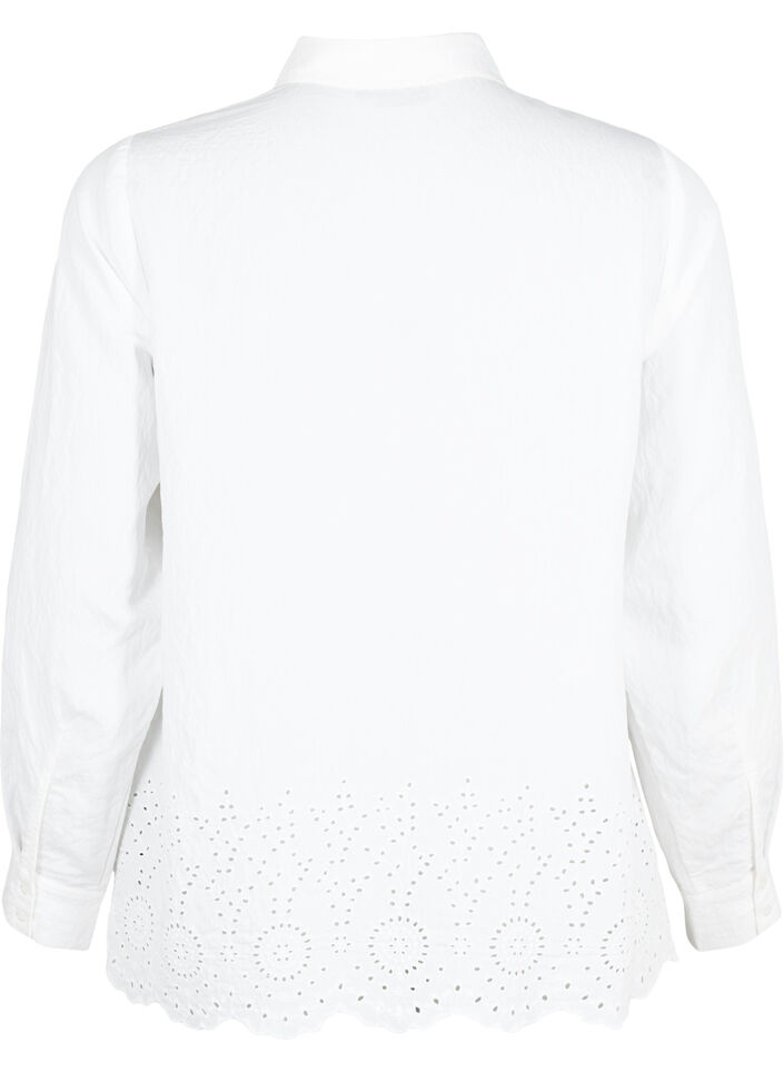 Chemise en viscose avec broderie anglaise, Bright White, Packshot image number 1