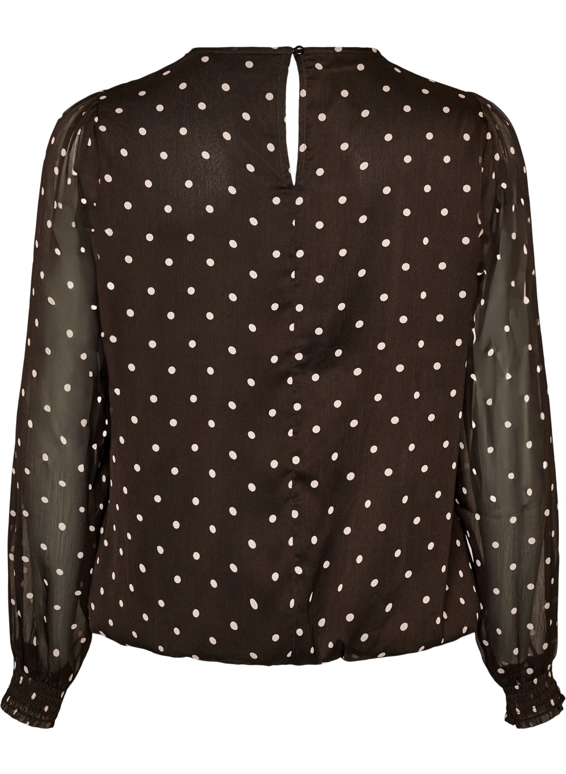 ZizziBlouse en mousseline &agrave; pois avec manches transparentes, Marron, Packshot image number 1