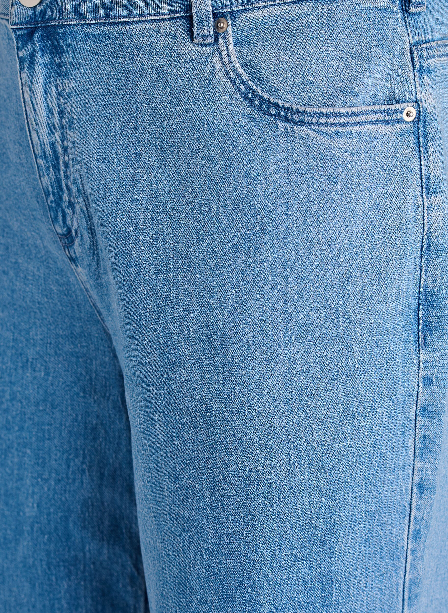 Zizzi Jean coupe ample taille haute, Bleu Clair, Packshot image number 2