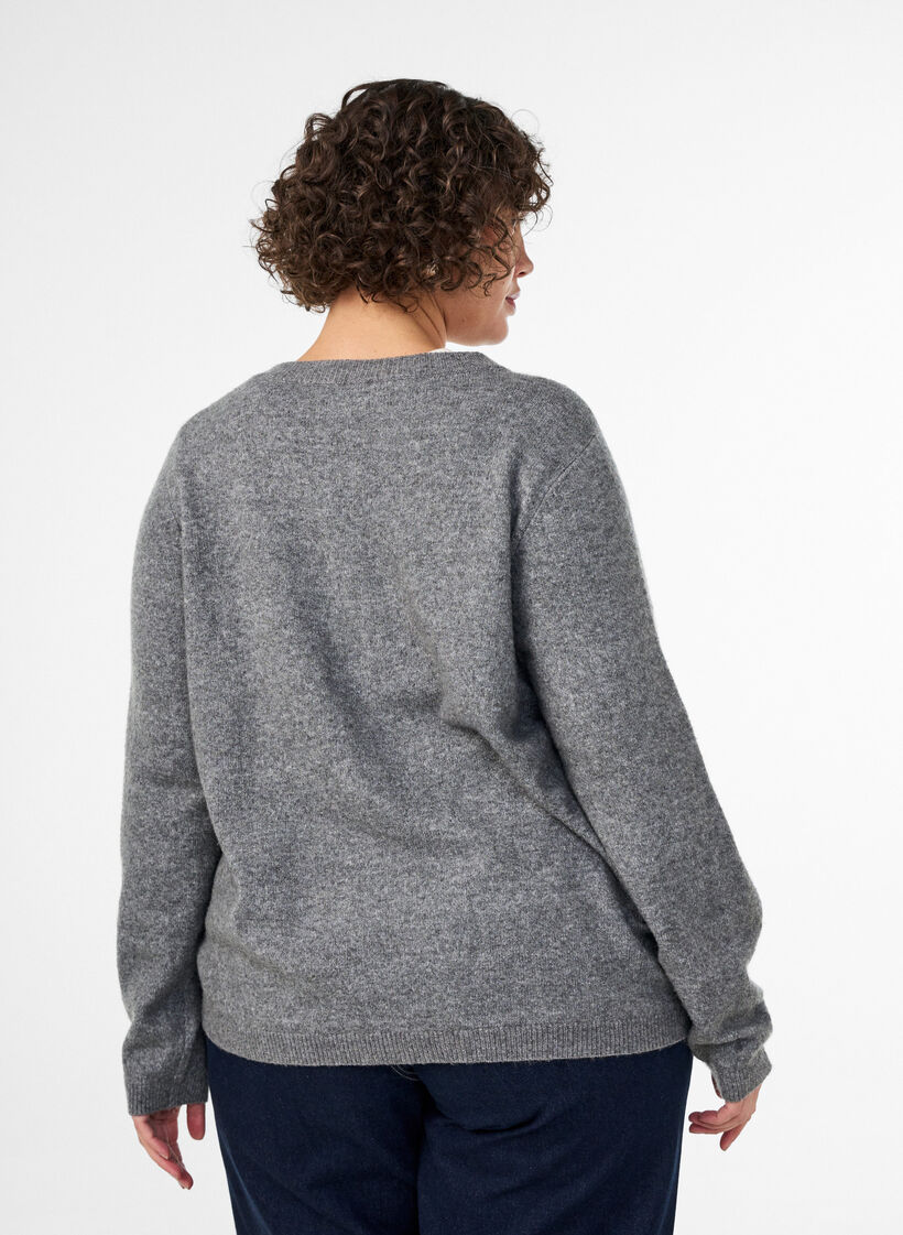 Cardigan avec boutons et devant arrondi, Gris, Model image number 2