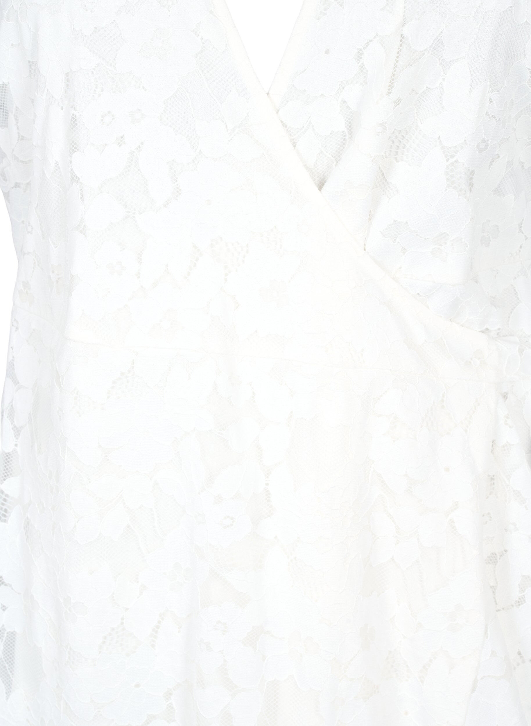 Zizzi Robe cache-c&oelig;ur avec dentelle et manches courtes, Bright White, Packshot image number 2