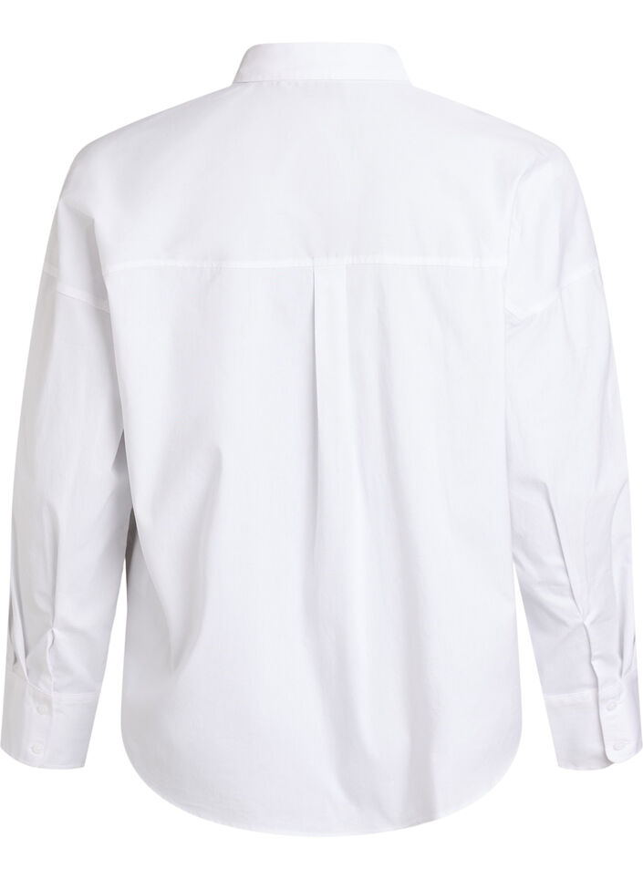 Chemise classique en coton &agrave; coupe ample, Blanc, Packshot