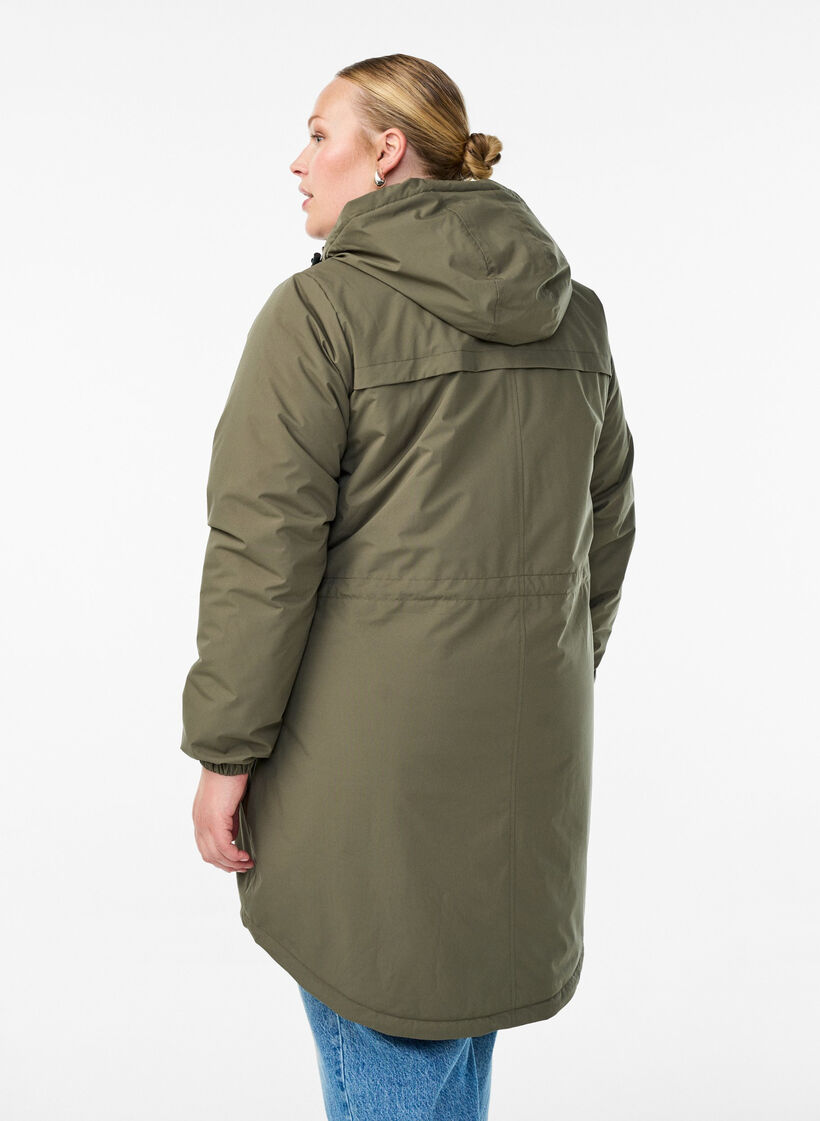 Parka matelass&eacute;e l&eacute;g&egrave;re &agrave; capuche, Vert fonc&eacute;, Model image number 2