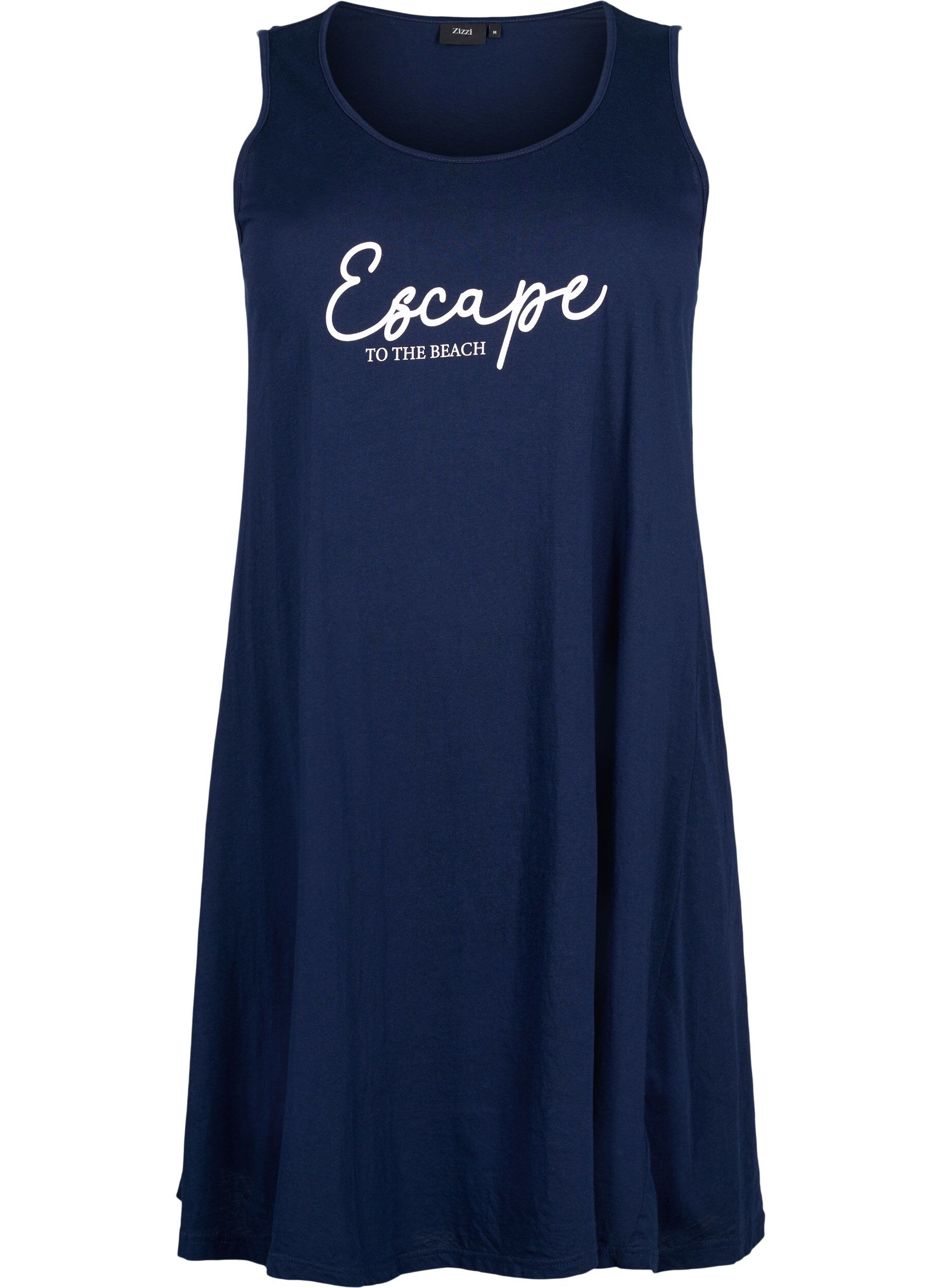 Zizzi Robe sans manches en coton avec forme en A, Navy B. W. Escape, Packshot image number 0