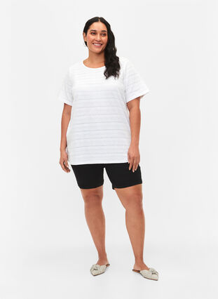 T-shirt en coton à manches courtes, Bright White, Model image number 2
