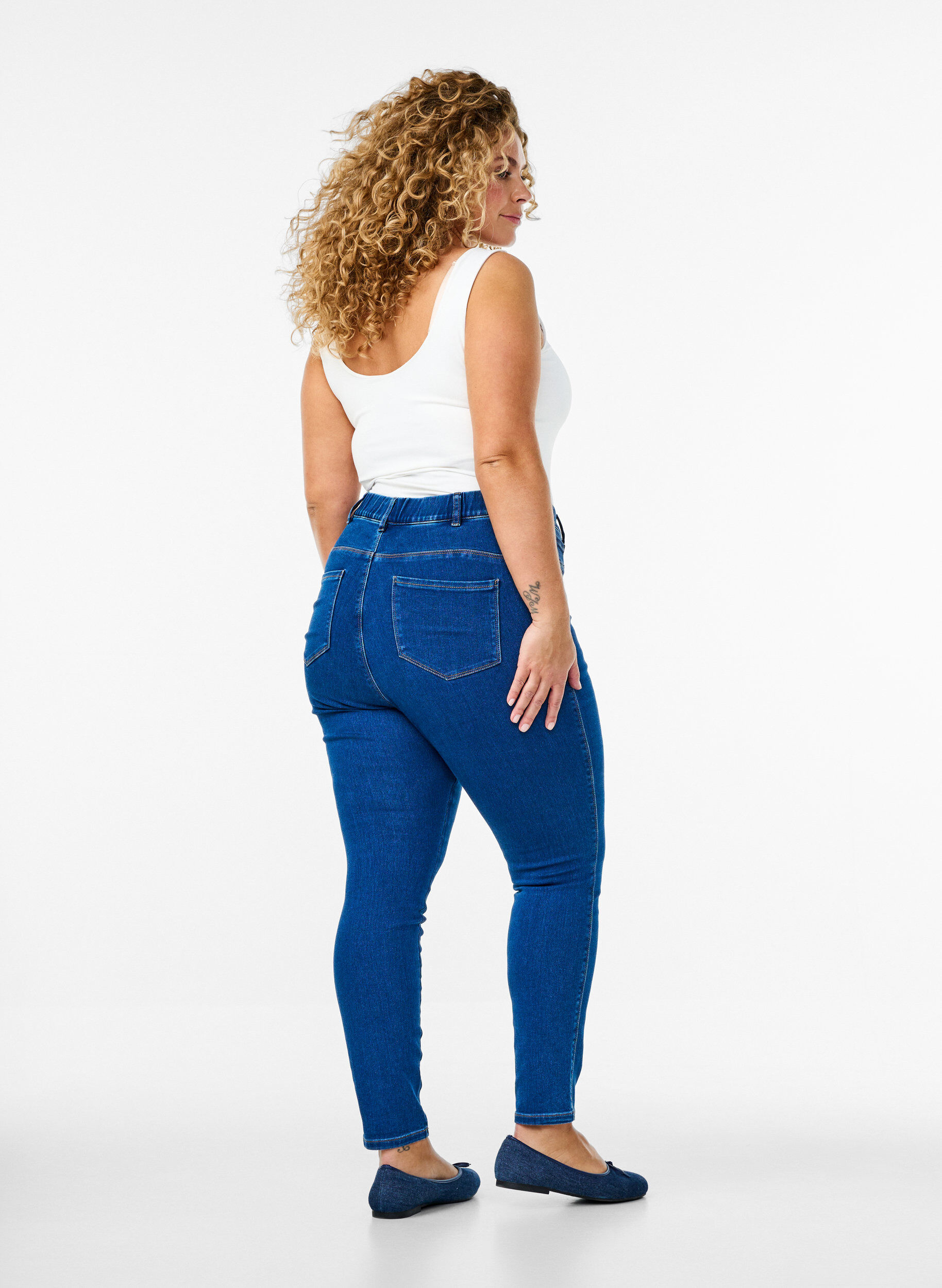 Zizzi Jeggings &agrave; taille haute., Bleu, Model image number 1