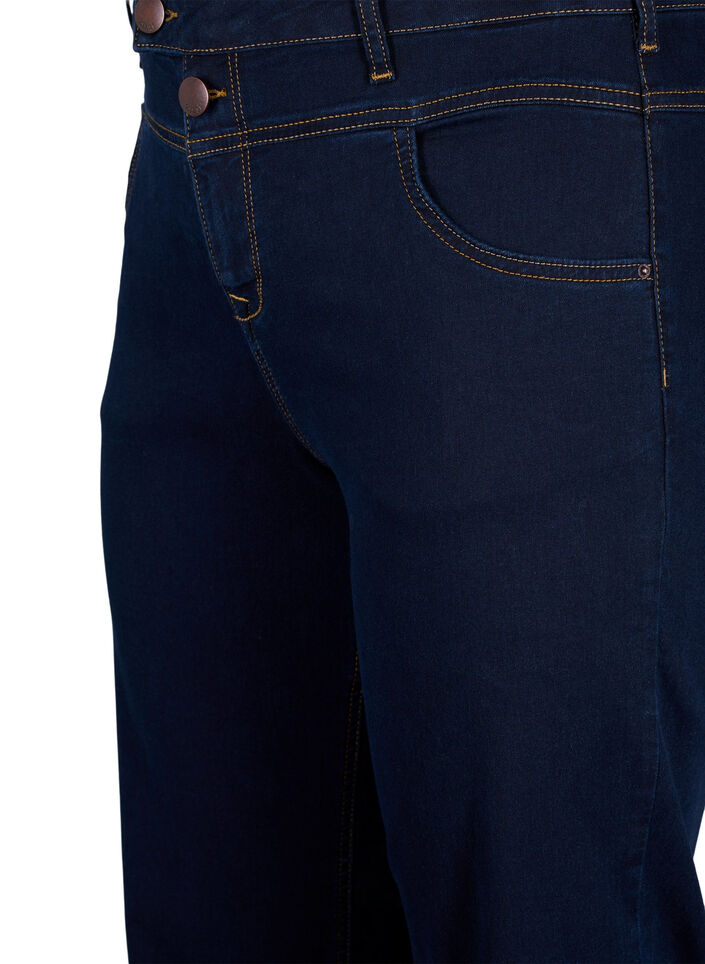 Jeans Gemma taille haute coupe droite, Bleu, Packshot image number 2
