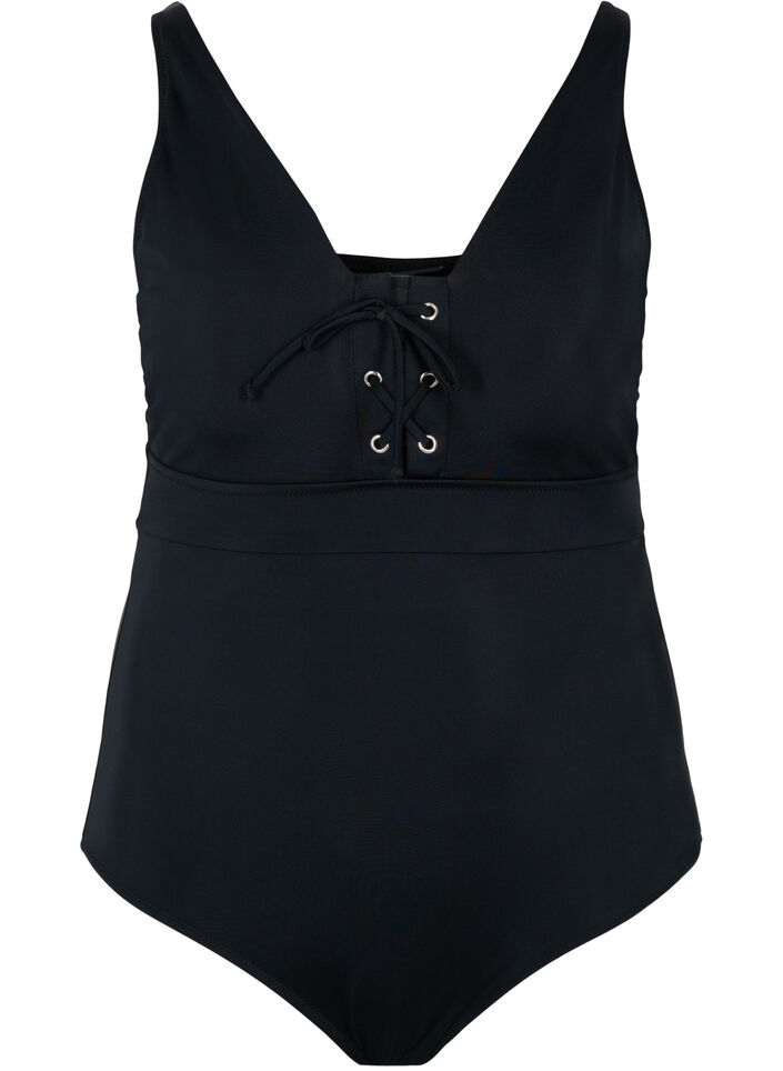 Maillot de bain avec détail en cordon, Black, Packshot image number 0