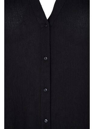 Chemise à manches courtes en viscose avec col en V, Black, Packshot image number 2