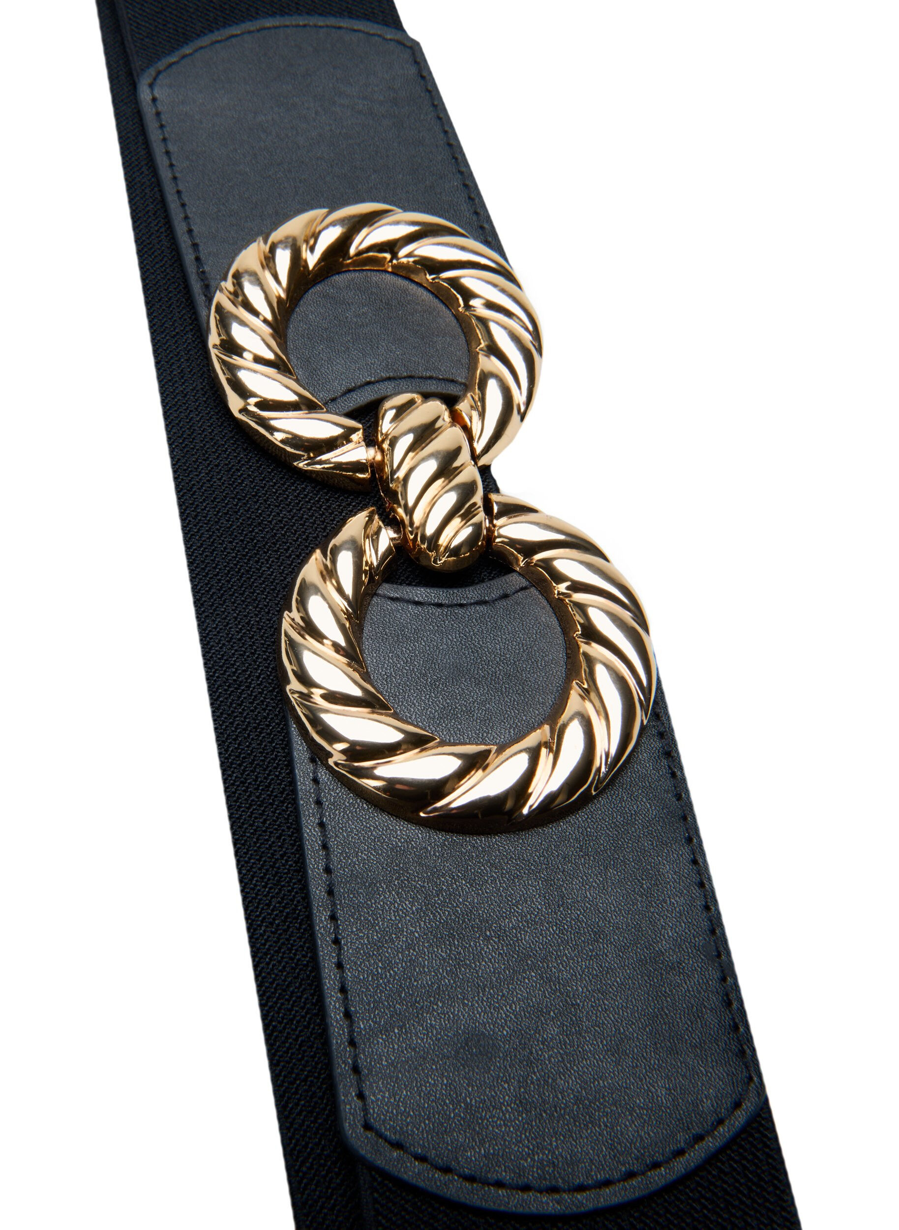 Zizzi Ceinture extensible avec boucle dor&eacute;e, Black, Packshot image number 1