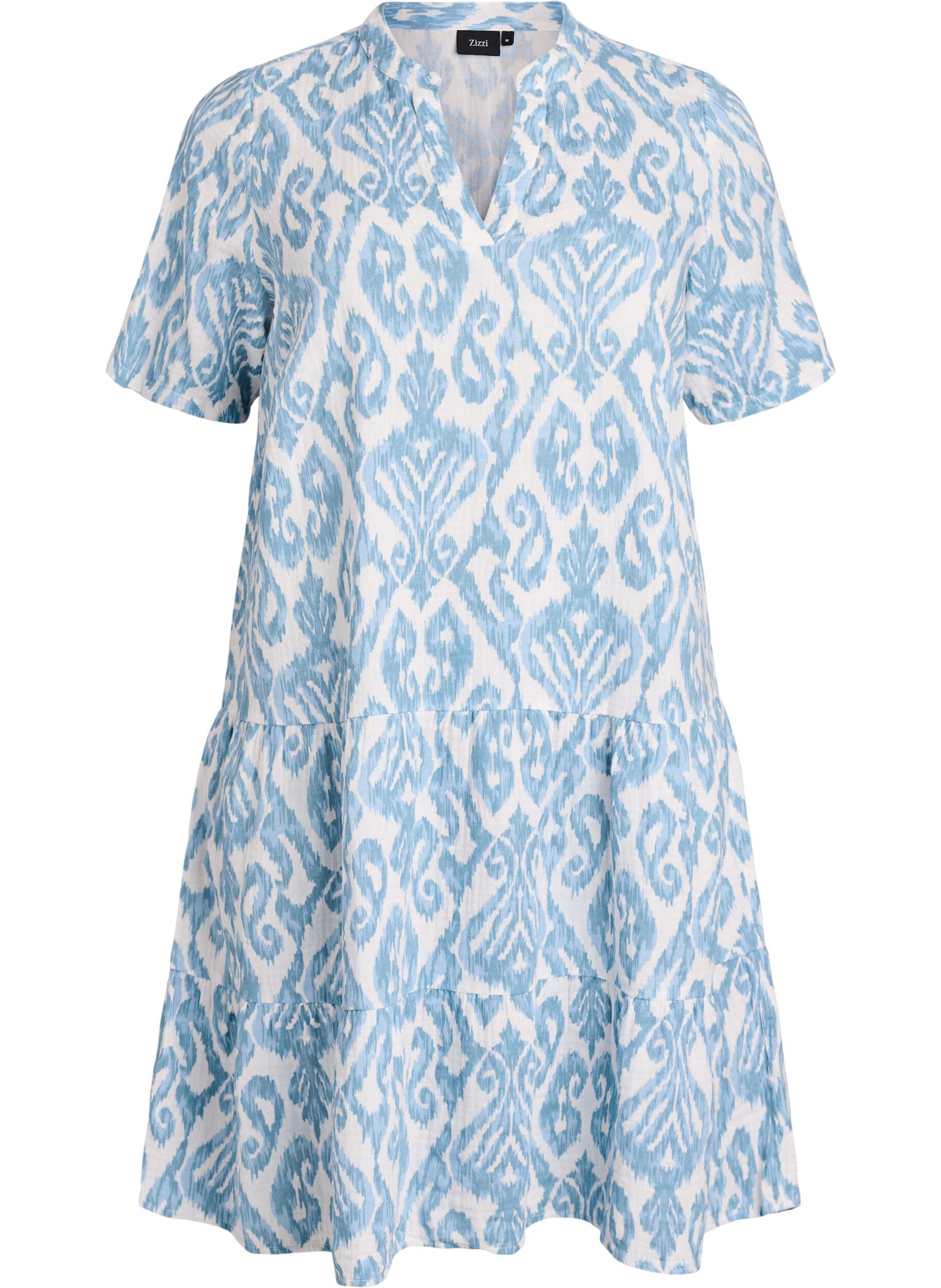 Robe courte &eacute;vas&eacute;e en mousseline de coton