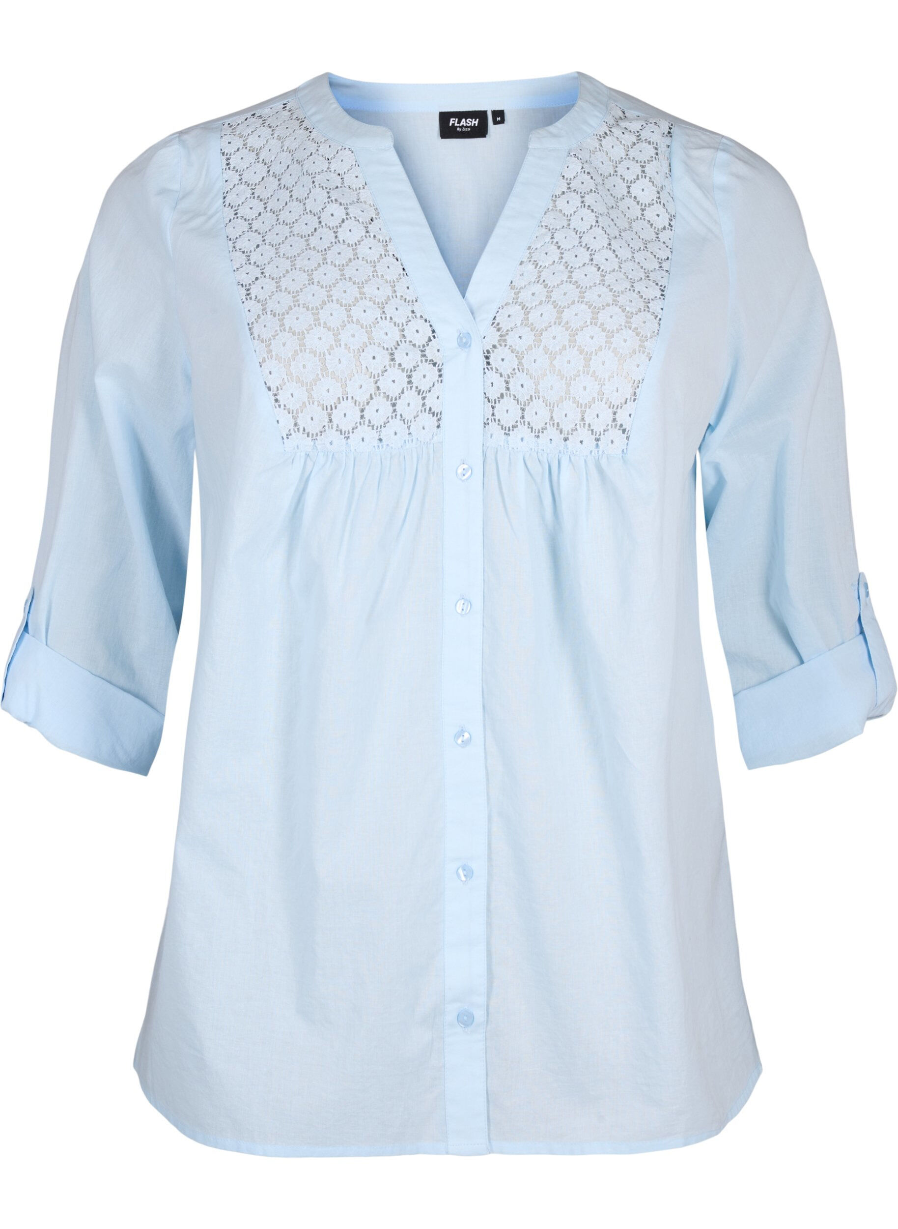 Zizzi FLASH &ndash; Chemise avec d&eacute;tails en crochet, Cashmere Blue, Packshot image number 0