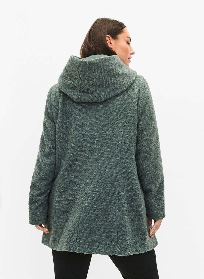 Manteau bouclé en laine, Balsam Green Mel., Model image number 1