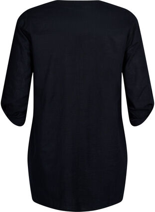 Tunique en coton à manches 3/4, Black, Packshot image number 1
