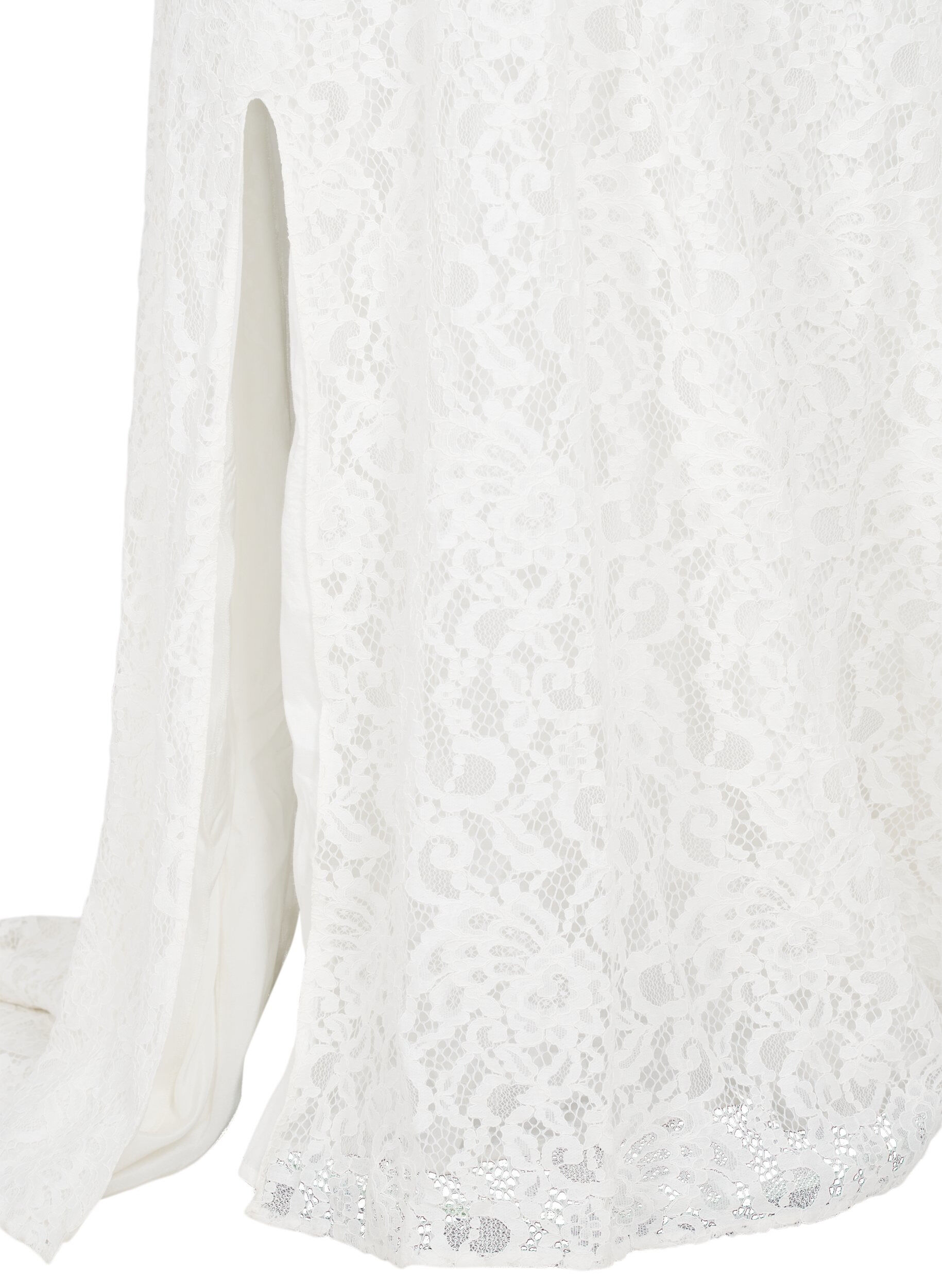 Zizzi Robe de mari&eacute;e en dentelle avec fente, Star White, Packshot image number 3