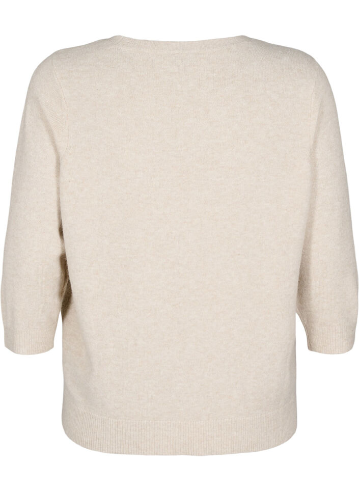 Chemisier en maille avec fleurs et manches 3/4, Pumice Stone Mel., Packshot image number 1