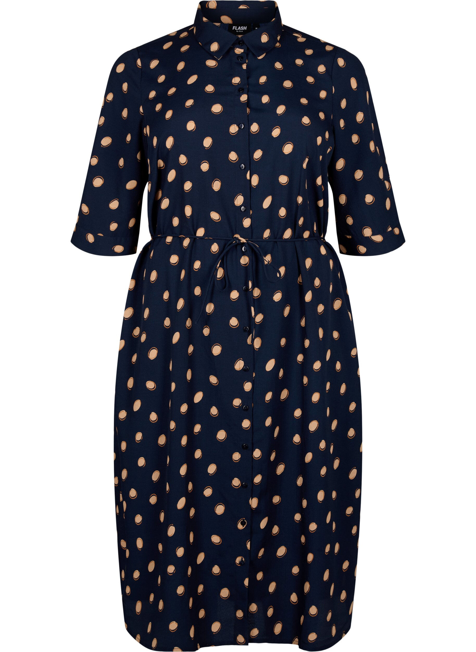 Zizzi FLASH - Robe chemise &agrave; pois, Blue Double Dot, Packshot image number 0