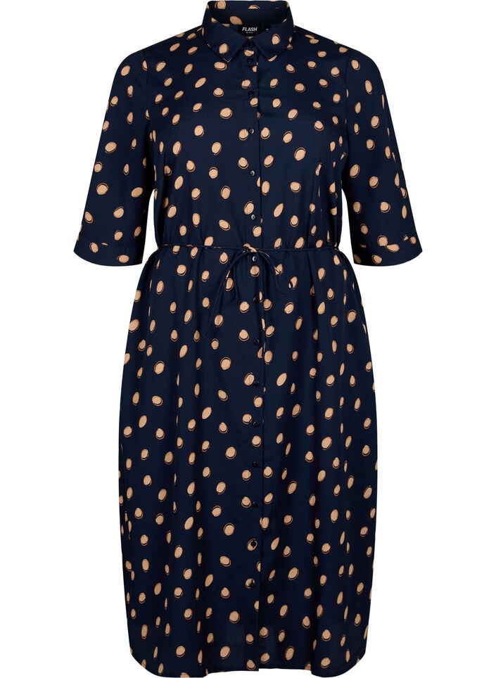 FLASH - Robe chemise à pois, Blue Double Dot, Packshot image number 0