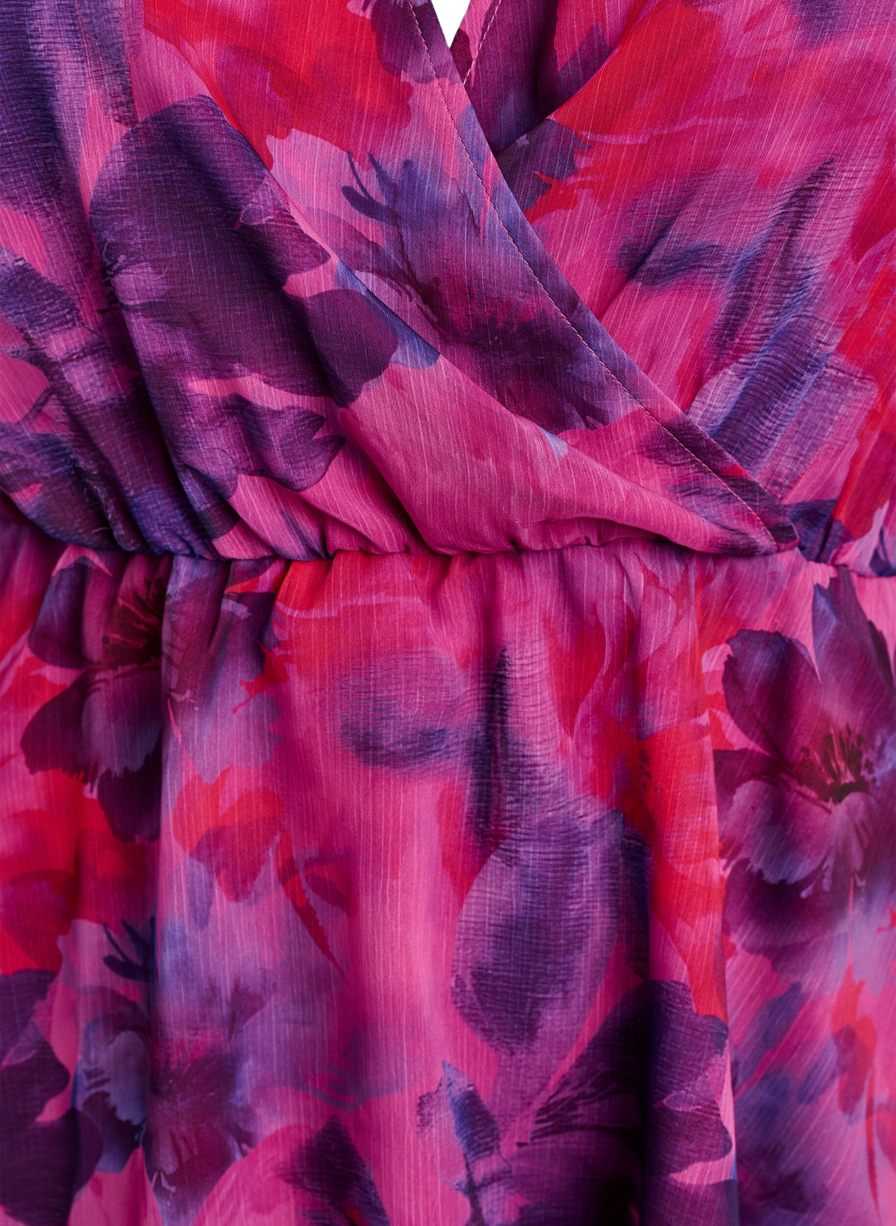 ZizziChemise en mousseline &agrave; imprim&eacute; floral et manches courtes, Rouge, Packshot image number 2