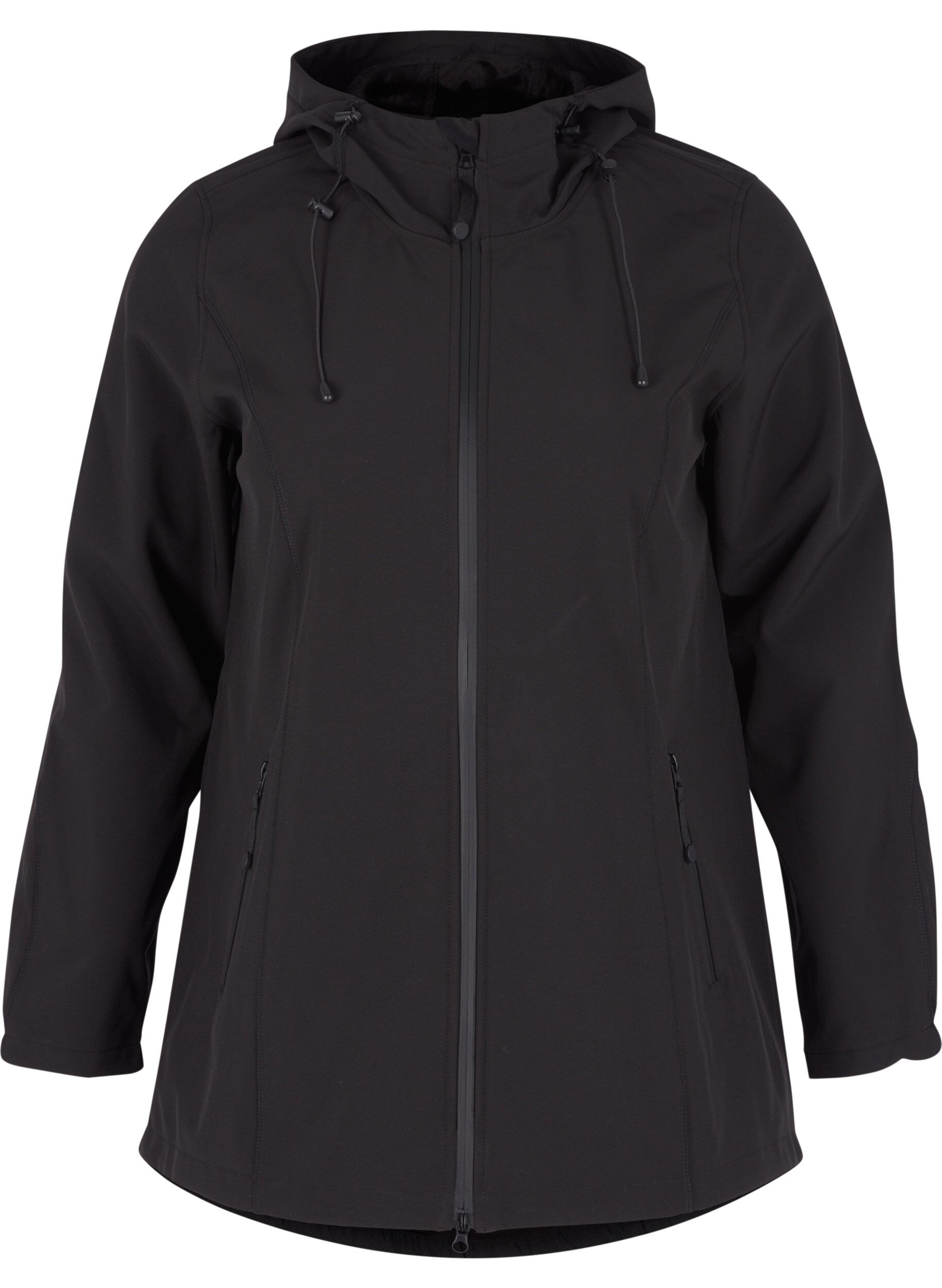 Zizzi Veste softshell courte &agrave; capuche, Black, Packshot image number 0