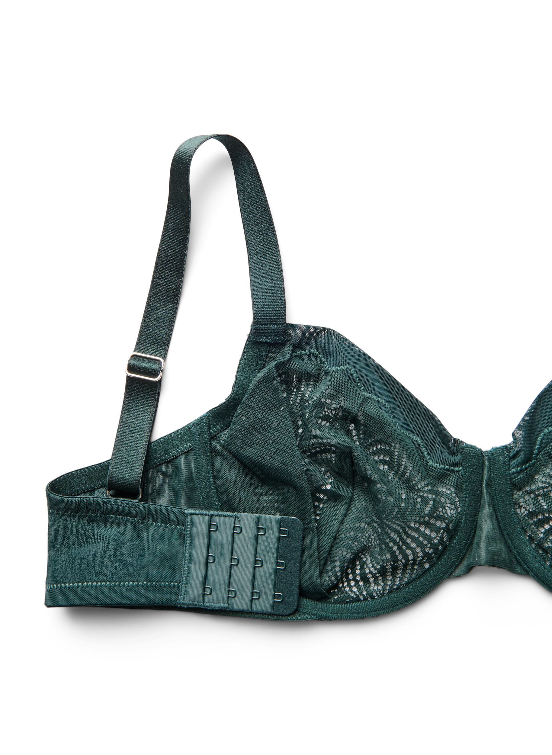 Zizzi Soutien-gorge couvrant avec armatures et dentelle, Vert fonc&eacute;, Packshot image number 3