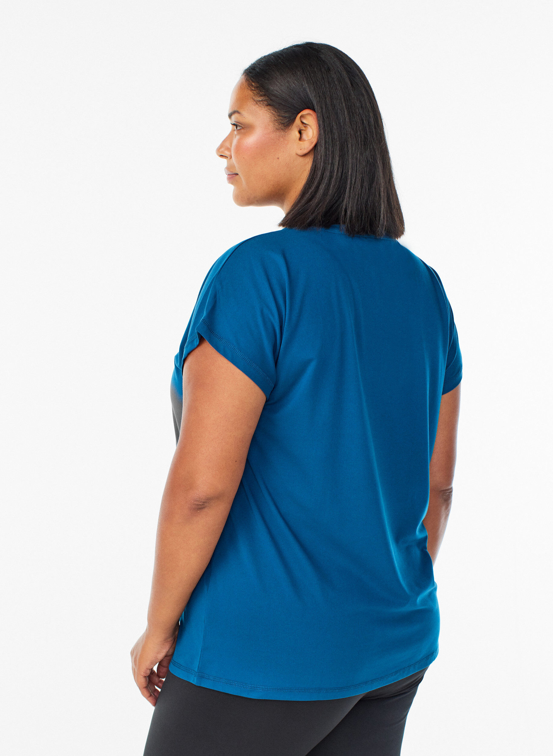 Zizzi T-shirt de sport couleur unie, Bleu, Model image number 2