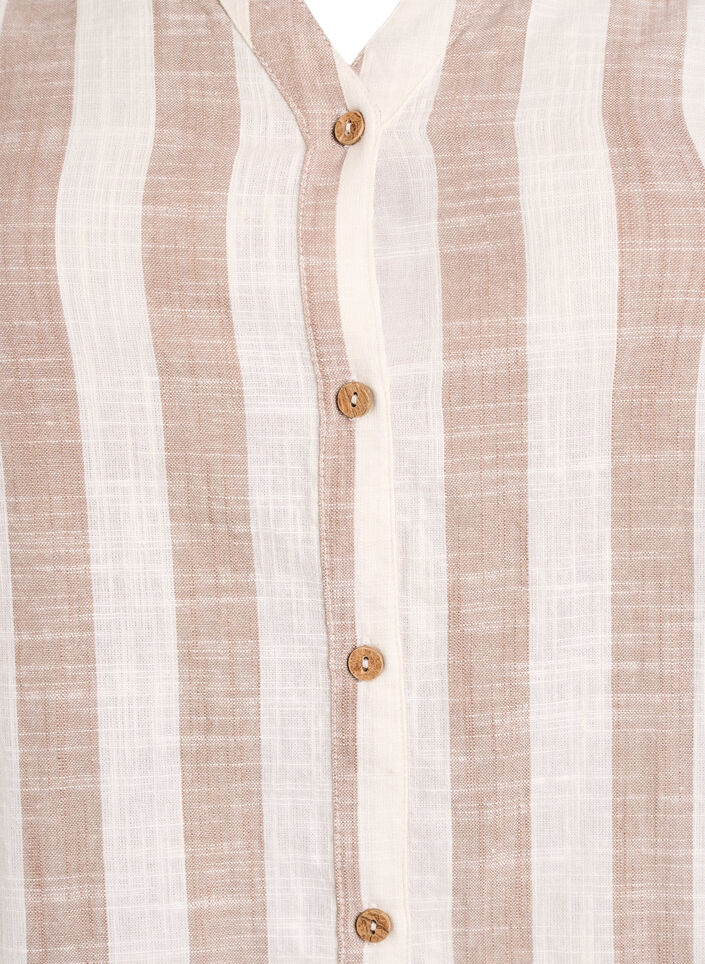 Chemisier en coton avec col en V, Beige, Packshot image number 2