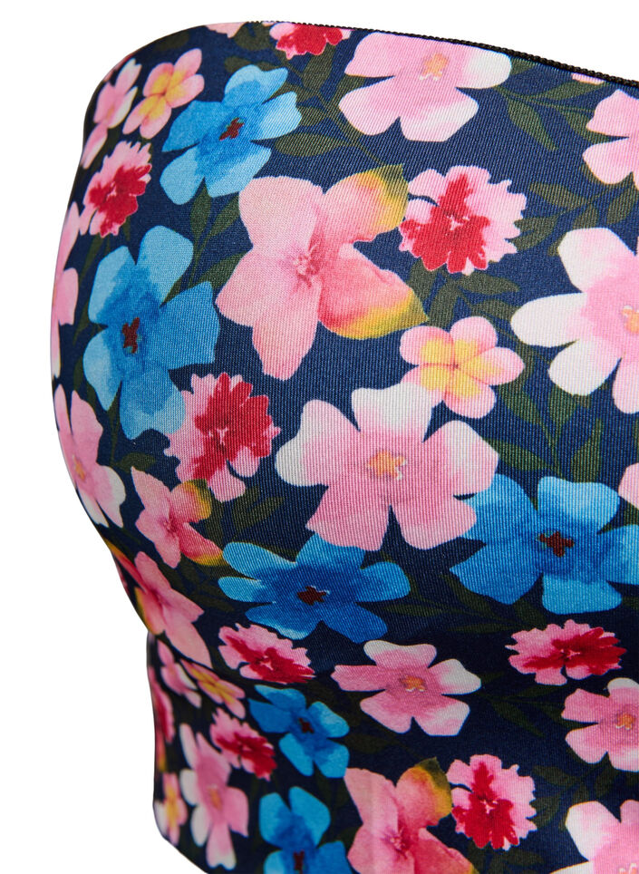 Haut de bikini bandeau &agrave; imprim&eacute; floral, Rose poudr&eacute;e, Packshot image number 2