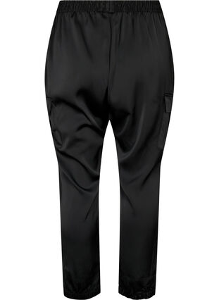 Pantalons de cargaison en satin, Black, Packshot image number 1