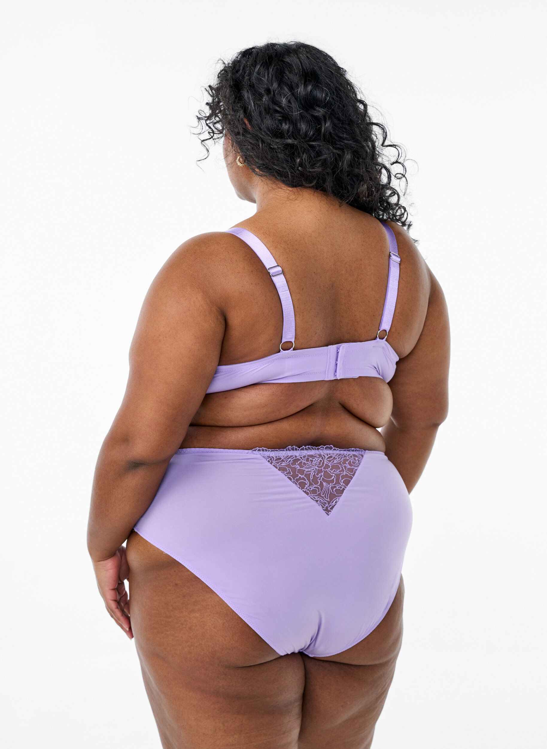 Zizzi Culottes ta&iuml; en microfibre avec finition en dentelle, Violet, Model image number 1