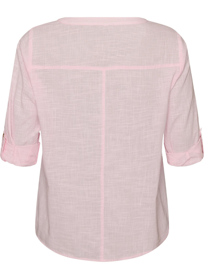 Chemisier en coton avec un col en V, Rose, Packshot image number 1