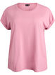 T-shirt &agrave; manches courtes en coton m&eacute;lang&eacute;, Rose, Packshot image number 0
