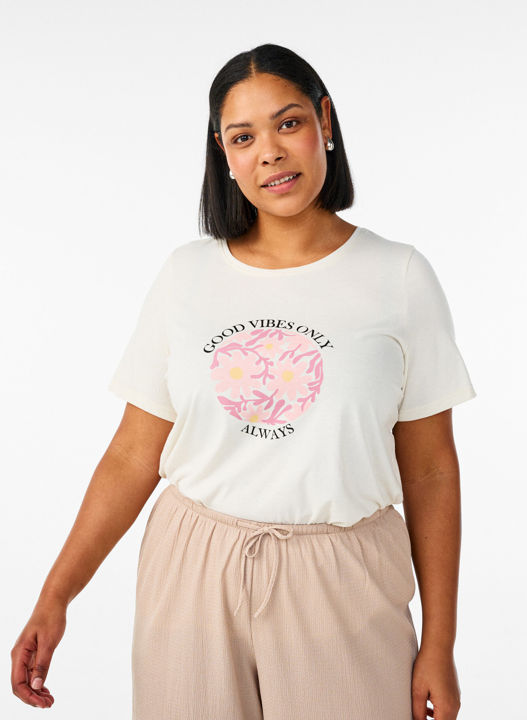 ZizziT-shirt imprim&eacute;, Vanille, Model image number 0